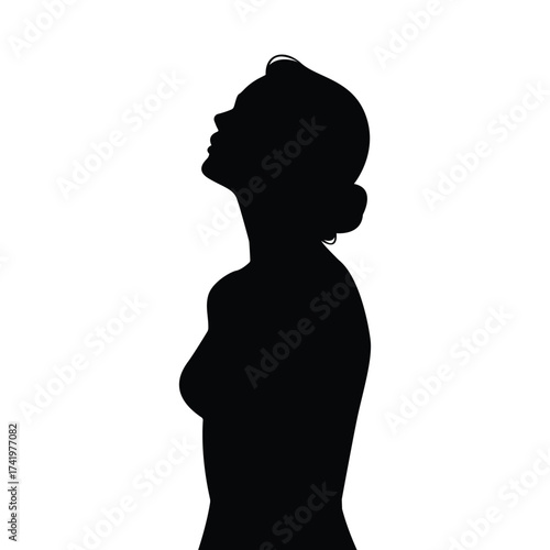 Elegant female profile silhouette looking up