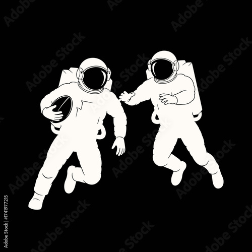 Astronauts playing American football in space a cosmic game.