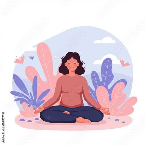 Mindfulness and Mental Health Vector Illustration