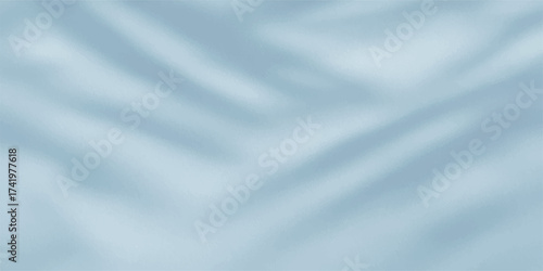 Blue and white satin silk fabric background with smooth flowing texture