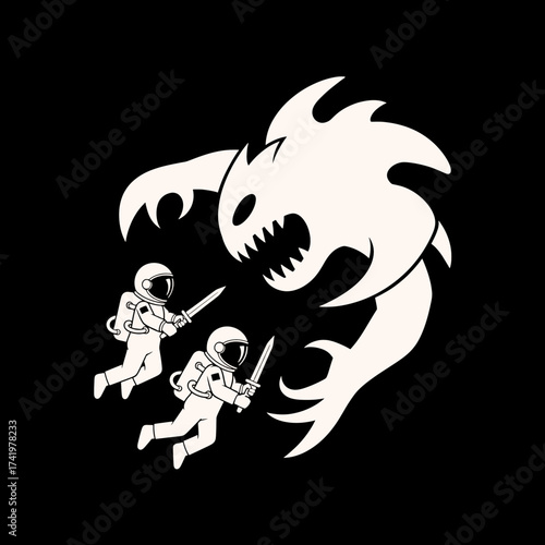 Astronauts Fight Monster in Space A Cosmic Battle for Survival.