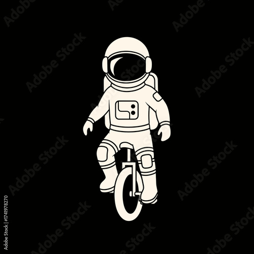 Astronaut riding a unicycle in space a whimsical illustration 1.