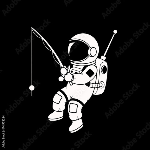 Astronaut Fishing in Space A Whimsical Illustration 2.
