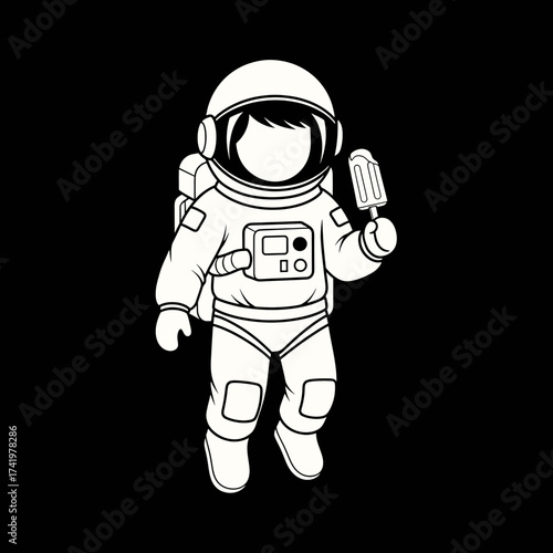 Astronaut in Space with Ice Cream a Fun and Playful Concept.