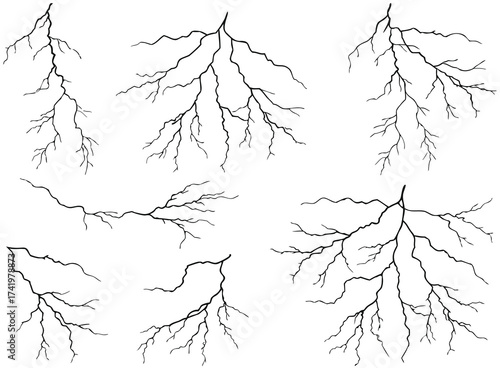 Lightning collection isolated on white

