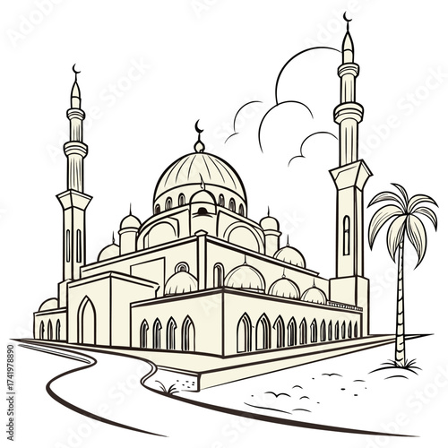 The famous Blue Mosque in Istanbul is a stunning landmark of religious architecture featuring majestic domes and towering minarets reaching toward the city sky.