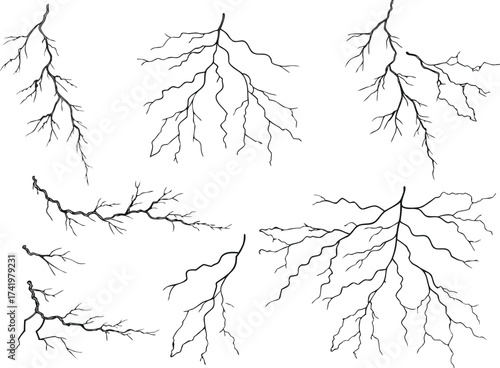 Lightning collection isolated on white

