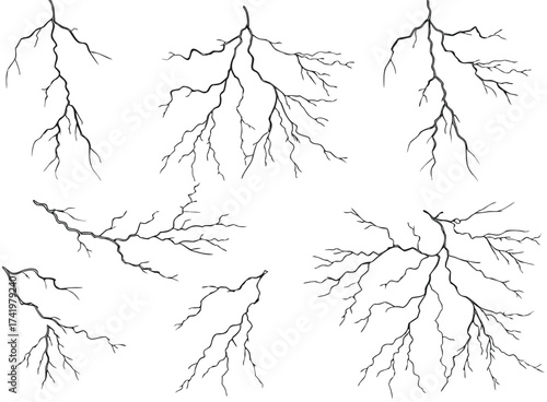 Lightning collection isolated on white


