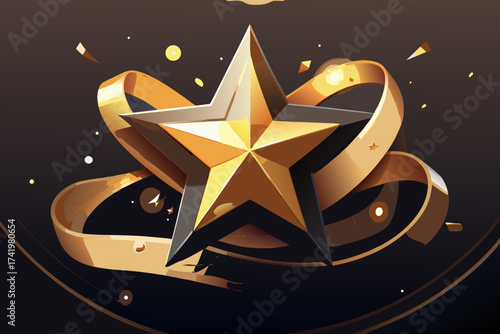 golden star on black background