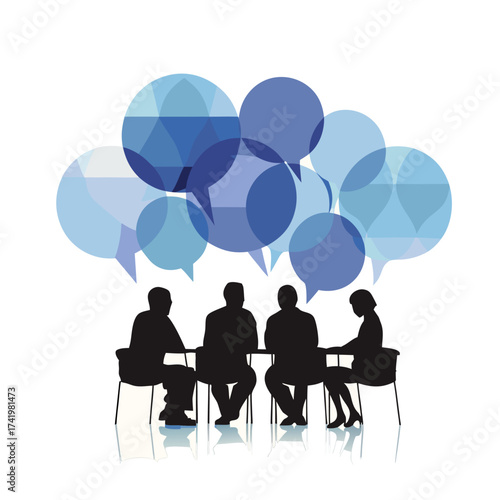 business people with speech bubbles