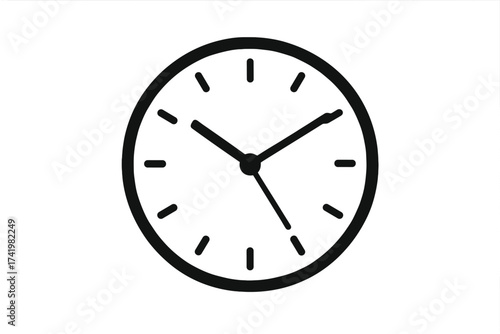 Simple wall clock icon. Classic analog watch face vector illustration. Minimalist round timer symbol for time management, deadline, and schedule concept. Office pictogram.