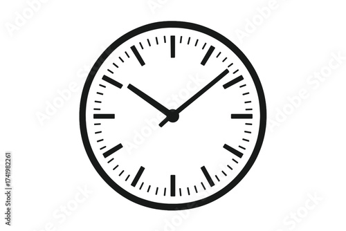 Dial wall clock vector design. Simple classic clock face icon. Time concept, deadline, time management. Watch, timer, chronometer symbol. Isolated on transparent background.