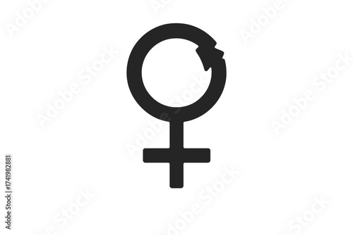 International Women's Day IWD symbol. Female gender sign with arrow, concept of feminism, empowerment, and progress. Vector icon for women's rights and gender equality.