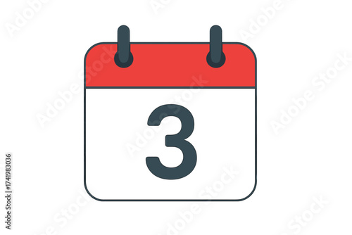June 3 calendar icon. Third day of the month. Date and month symbol vector. Schedule, appointment, deadline, reminder, event planning concept. Organizer and time management.