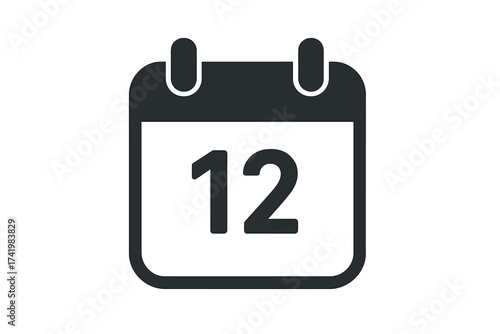 November 12 Calendar Icon Template, Date and Month Symbol Vector Illustration with Transparent Background, Minimalist Flat Design, Organized Set for Scheduling and Planning