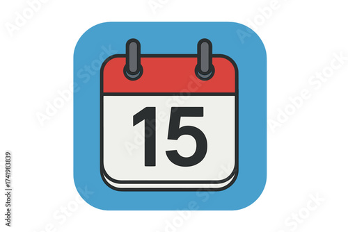 November 15 Calendar Icon, Day 15 of November Month, Blue Background, Flat Vector Illustration, Date Reminder, Organization, Office, Planning Symbol