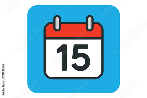 November 15 Calendar Icon, Day 15 Marked on Blue Background, Vector Illustration of Date Reminder, Monthly Planner Symbol, Flat Design with Transparent Background