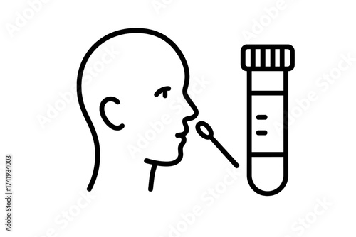 PCR test nasal swab vector icon with transparent background, medical diagnostic kit illustration, COVID-19 testing symbol, virus detection, laboratory sample collection