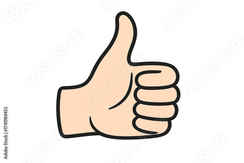 Hand showing thumbs up icon. Symbol of excellent, good, positive, like, and best. OK sign. Vector illustration for agreement, success, and approval. Cartoon drawing design.