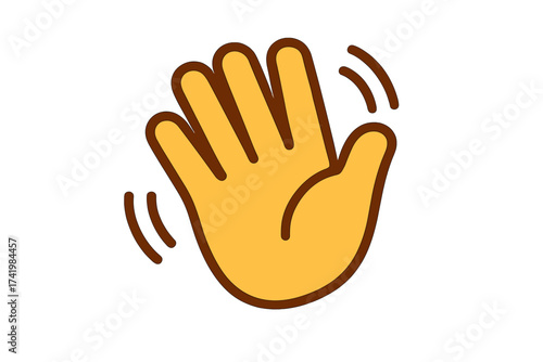 Hand waving icon vector illustration. Flat cartoon emoji style. Concept for saying hello, hi, welcome, bye, goodbye or farewell. Hand gesture symbol for communication.