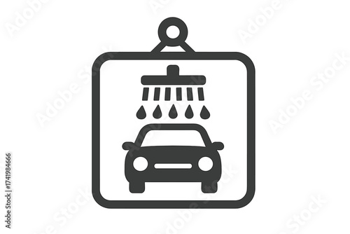 Car wash service icon. Automobile cleaning symbol. Auto wash sign vector illustration. Car care and detailing concept. Vehicle maintenance pictogram for web and mobile apps.