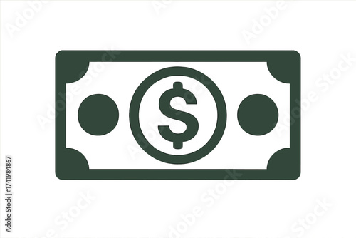 American dollar bill icon. Dollar banknote concept for finance, business and economy. Cash money symbol. Vector for payment, investment, savings, wealth, profit and income.