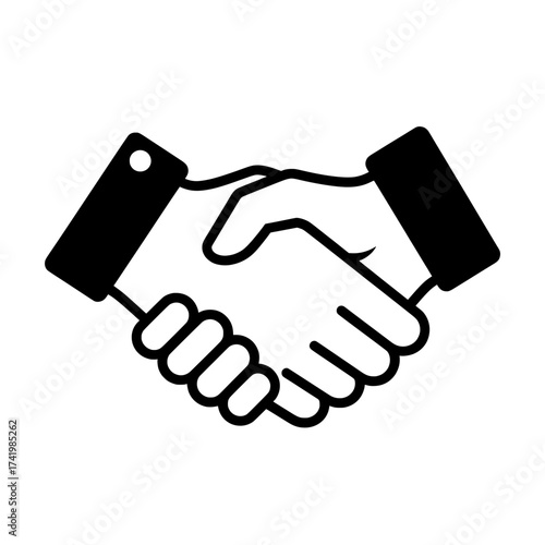 Handshake icon representing agreement and cooperation in business and partnership.