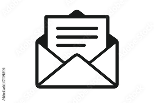 Mail vector icon. Open envelope with letter. Email message symbol. Communication, correspondence, newsletter, notification concept. Simple flat graphic for web and business.
