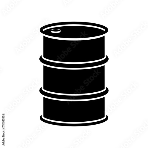 Black oil barrel icon industrial container storage symbol isolated on white background.