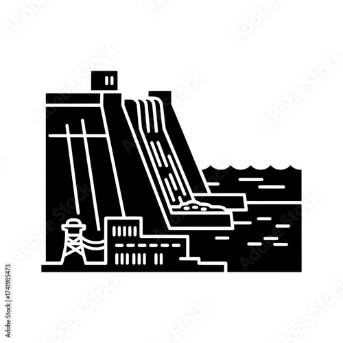 Hydroelectric power plant generating electricity from water resources for sustainable energy.