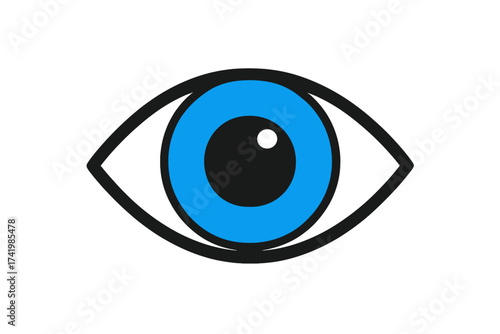 Optical blue eye icon vector design, isolated eye symbol with transparent background, simple eye illustration for vision, surveillance, and medical concepts