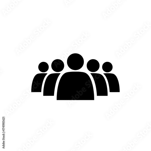 Group of people icon representing a team or community black silhouette on white background.