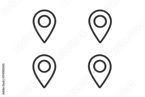 Map pin icon vector set, location marker symbol, GPS navigation map pointer illustration, simple transparent background design, place locator icons collection