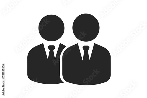 Business partner icon. Teamwork concept with two people. Professional collaboration symbol. Corporate group, colleagues working together. Partnership and cooperation glyph vector.