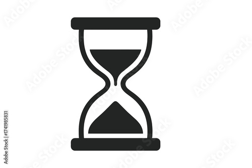 Hourglass timer icon vector illustration, minimalist time countdown symbol, black sandglass silhouette with transparent background, vintage hourglass object for time and deadline concepts
