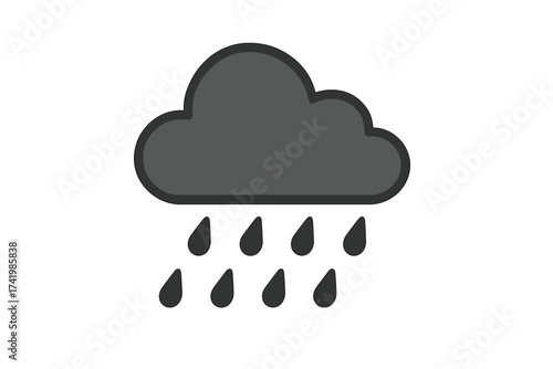 Rain icon with cloudy weather vector illustration, rainy drops symbol, transparent background graphic design, weather forecast icon, simple and modern vector art