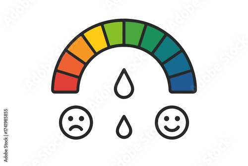 pH scale icon. Acidic, neutral, alkaline symbol. Litmus paper test. Water quality balance measurement. Chemistry science infographic element. Vector illustration concept design.