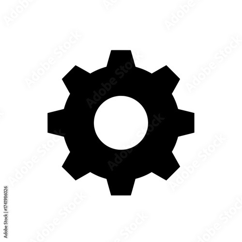 Gear icon black and white simple design perfect for settings and configuration.