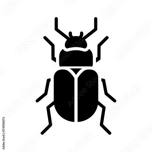 Black beetle insect icon isolated on white background.
