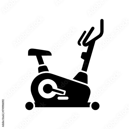 Stationary exercise bike silhouette for fitness and workout training.