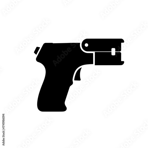 Black silhouette of a taser gun weapon for selfdefense security.