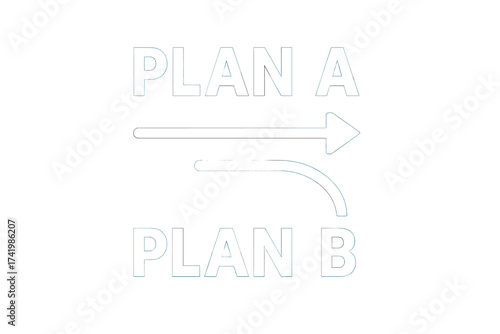 Plan A to Plan B. Business strategy concept with main and alternative paths. Vector illustration for decision making, risk management, and contingency planning. Change of plans.