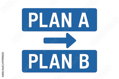 From plan A to plan B. Business strategy change concept. Alternative direction, fallback, second choice. Contingency, backup plan and solution vector illustration.