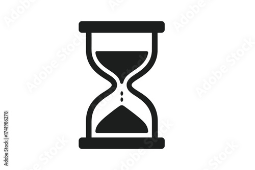 Hourglass icon vector. Sandglass in simple flat style. Time passing, waiting, and deadline concept. Sand clock timer for countdown. Vintage measurement tool. Ephemeral concept.