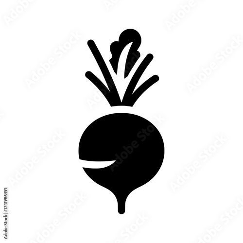 Black radish icon isolated on white background healthy food concept.