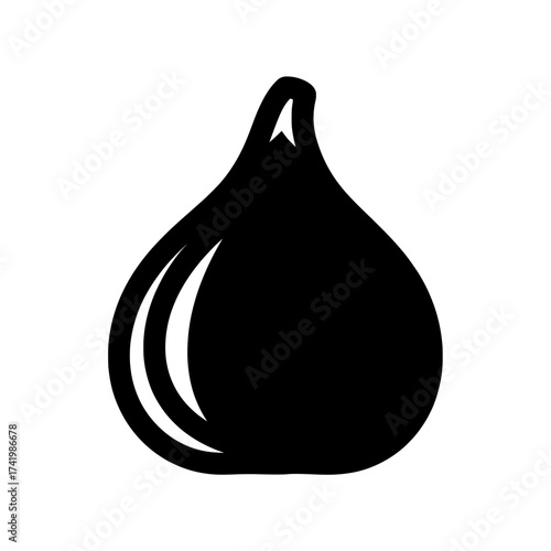 Black fig fruit icon isolated on white background healthy food concept.