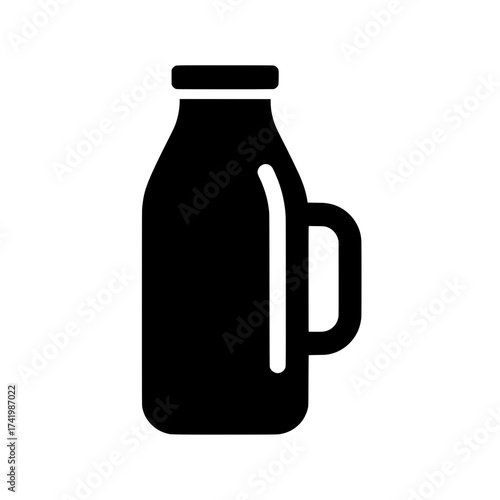 Milk jug icon black and white simple design handle container.