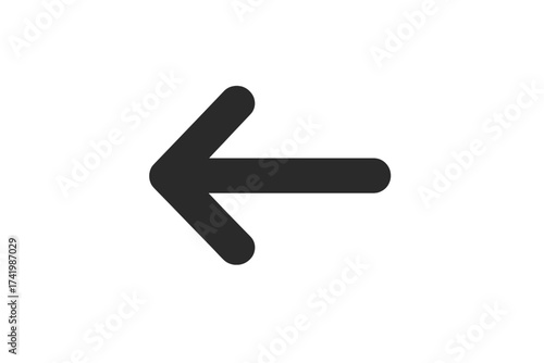 Left turn arrow icon, navigation direction symbol, vector illustration with transparent background, rounded edges, flat design for user interface, web and app design, navigation sign, pointer