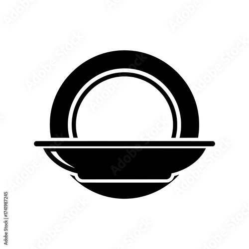 Black and white illustration of a plate and bowl design.
