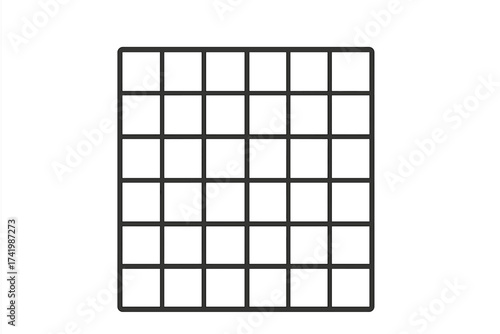 Geometric grid pattern vector. Seamless repeatable tile background. Simple black line squares on white. Minimalist mesh texture. Abstract matrix, lattice, or table structure.